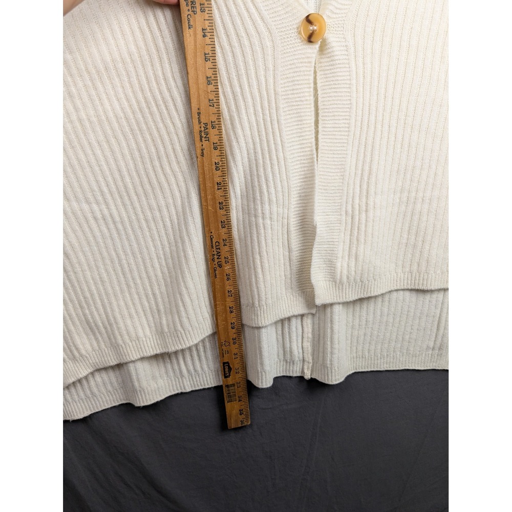 Time and Tru Ivory Ribbed Knit Ruana Button Front Poncho One Size - Picture 3 of 8